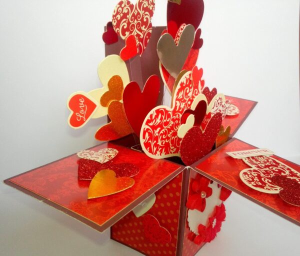 Sparkling Hot Red Pop Up Card In Box image