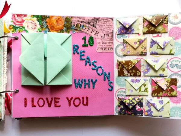 Love and Birthday Handmade Scrapbook With Origami folds image