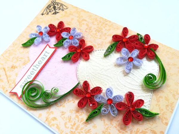 Quilled Flower Hearts Love Handmade Greeting Card image