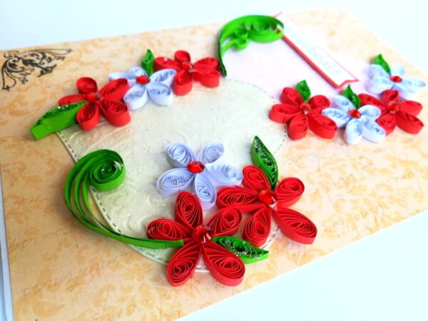 Quilled Flower Hearts Love Handmade Greeting Card image