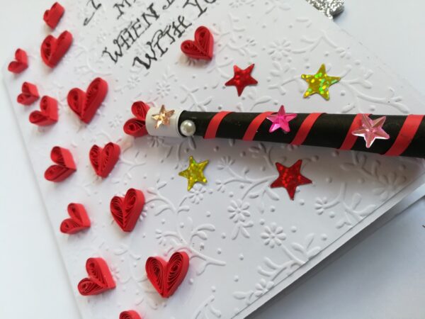 Magic Wand Quilled Hearts Pop up Greeting Card Gift image