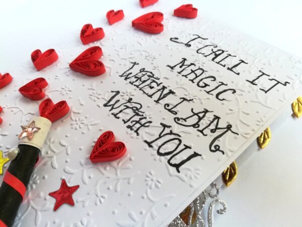 Magic Wand Quilled Hearts Pop up Greeting Card Gift image