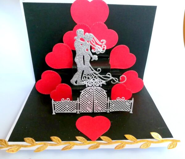 Magic Wand Quilled Hearts Pop up Greeting Card Gift image