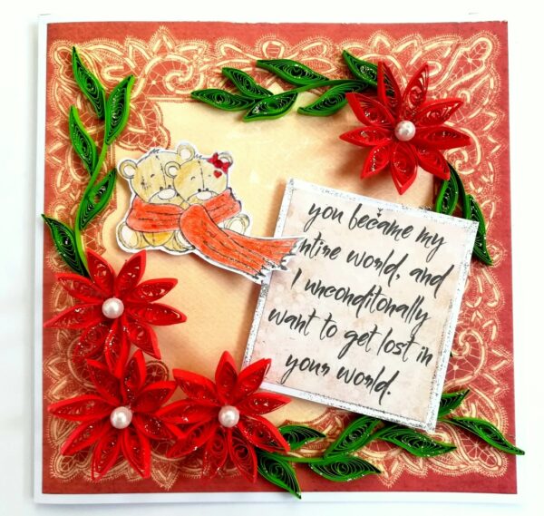 Quilled Red Flowers Love Greeting Card image
