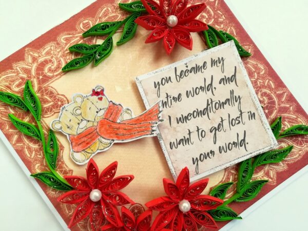 Quilled Red Flowers Love Greeting Card image