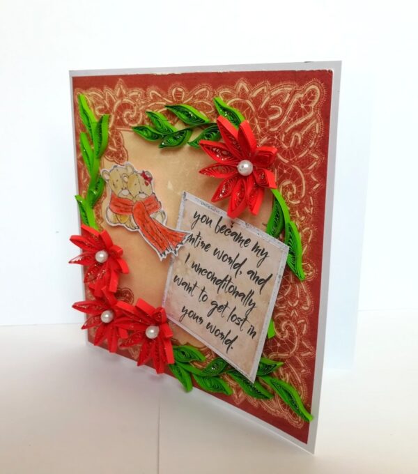 Quilled Red Flowers Love Greeting Card image