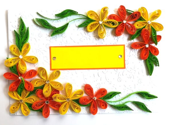 Yellow and Orange Quilled Corner Greeting Card image