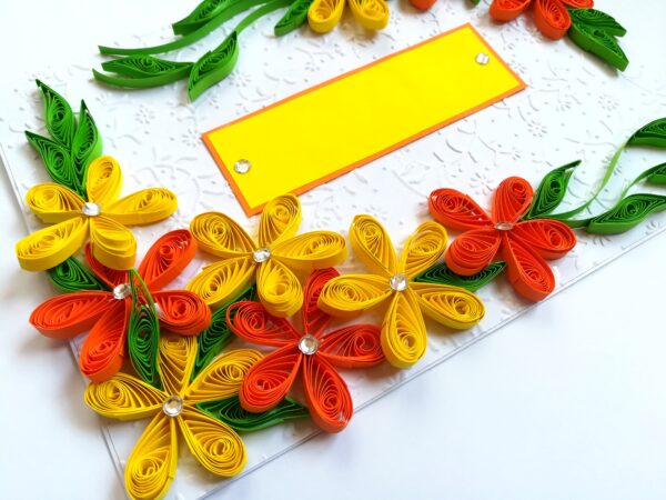 Yellow and Orange Quilled Corner Greeting Card image