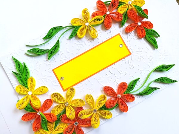 Yellow and Orange Quilled Corner Greeting Card image