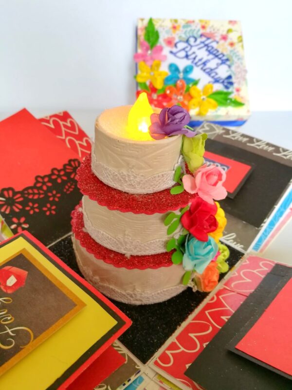 Love and Birthday Explosion Box With Battery Light Cake image