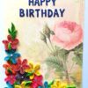 Multicolor Flowers in Corner Birthday Greeting Card image
