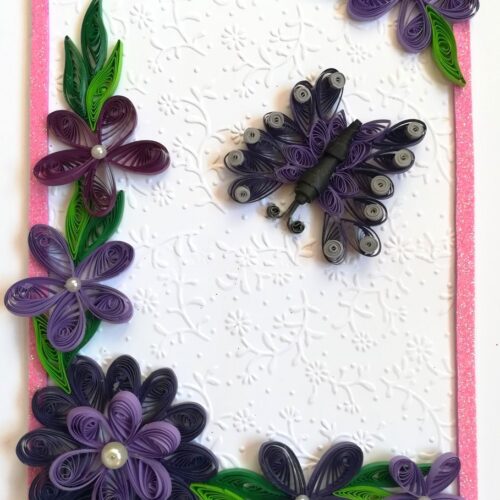 Purple Themed Corner With Butterfly Greeting Card image