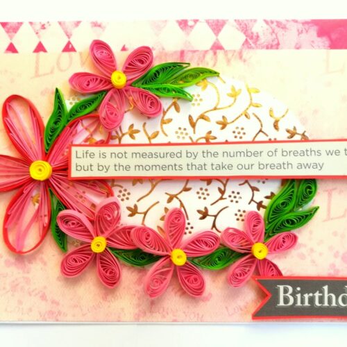 Pink Quilled Birthday Greeting Card image