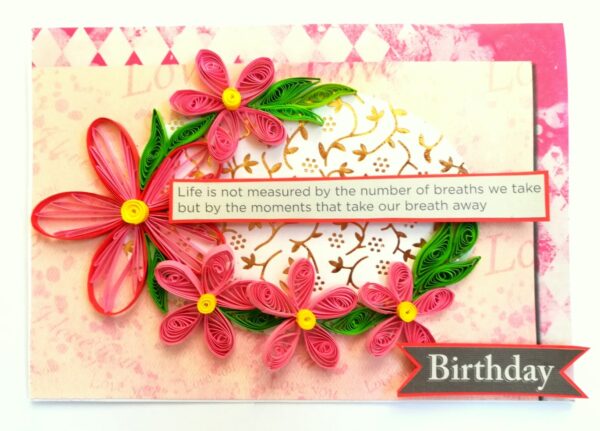 Pink Quilled Birthday Greeting Card image