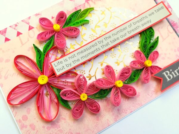 Pink Quilled Birthday Greeting Card image