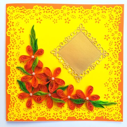 Orange Quilled Flowers Greeting Card image