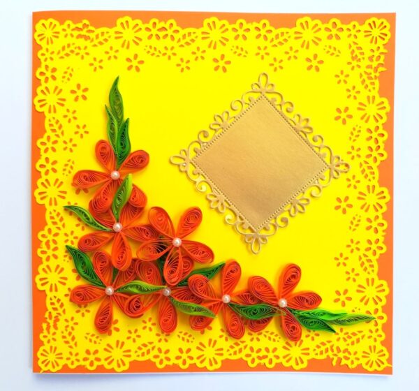 Orange Quilled Flowers Greeting Card image Orange Quilled Flowers Greeting Card image