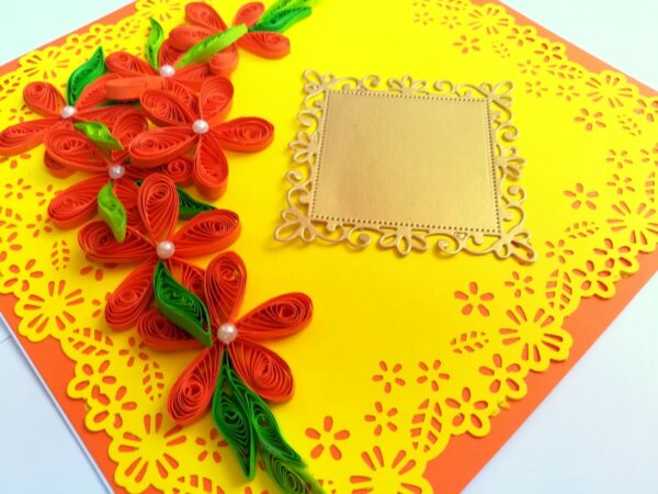 Orange Quilled Flowers Greeting Card image Orange Quilled Flowers Greeting Card image