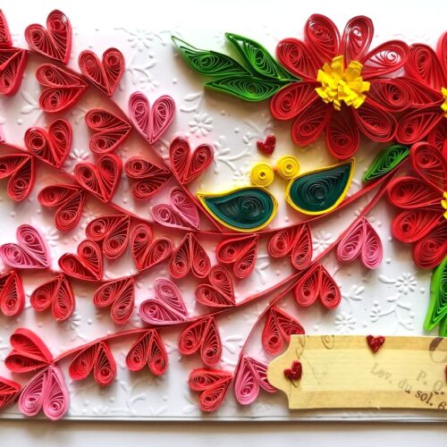 Quilled Love Tree With Birds Card image