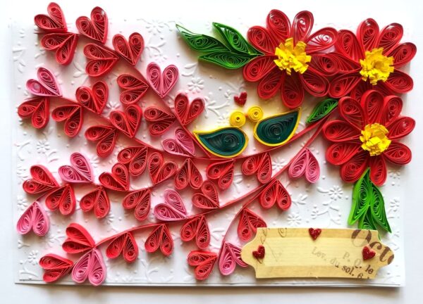 Quilled Love Tree With Birds Card image