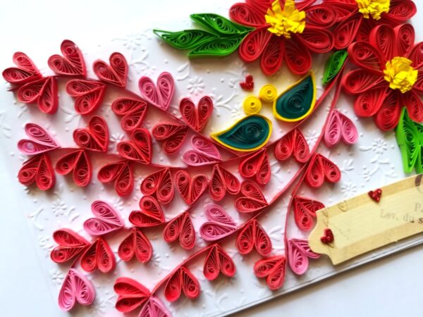 Quilled Love Tree With Birds Card image