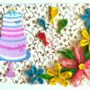 Birthday Cake and Balloons Greeting Card image