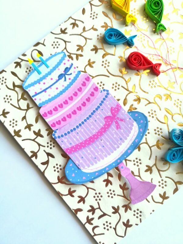 Birthday Cake and Balloons Greeting Card image