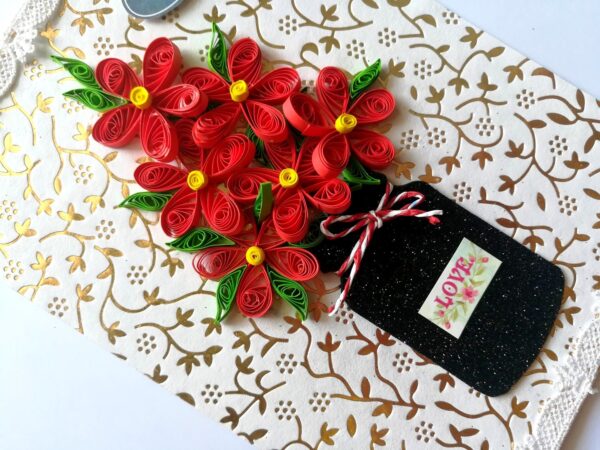 Red Quilled Flowers Jar Greeting Card image