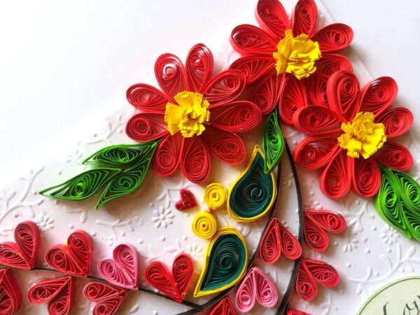 Quilled Love Tree With Birds Greeting Card image Quilled Love Tree With Birds Greeting Card image
