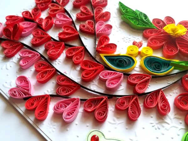 Quilled Love Tree With Birds Greeting Card image Quilled Love Tree With Birds Greeting Card image