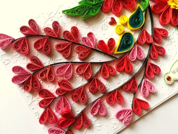 Quilled Love Tree With Birds Greeting Card image Quilled Love Tree With Birds Greeting Card image