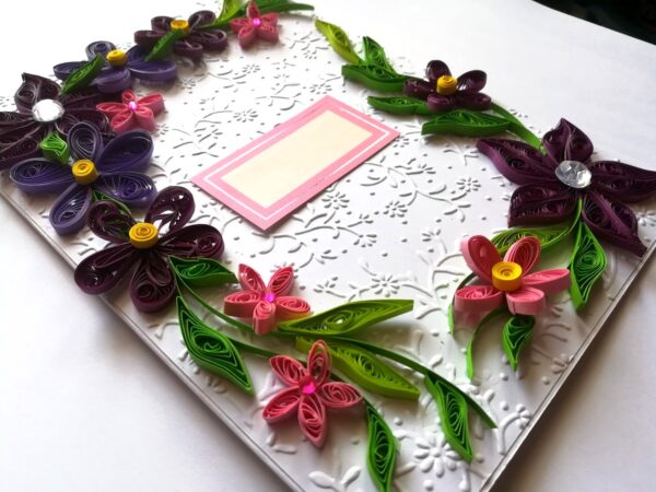 Purple Themed Corner Quilled Greeting Card image