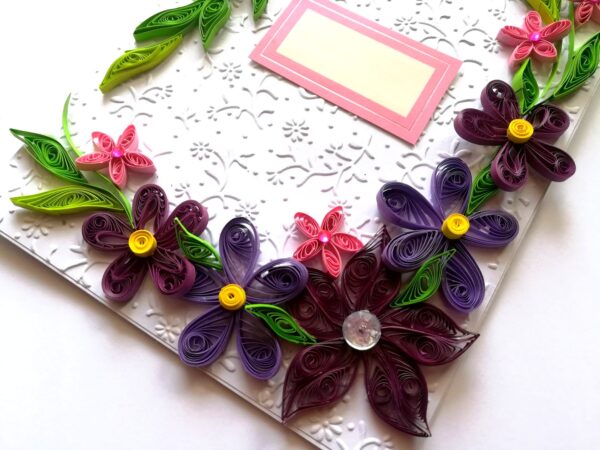 Purple Themed Corner Quilled Greeting Card image