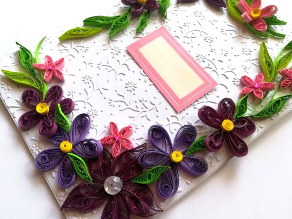 Purple Themed Corner Quilled Greeting Card image