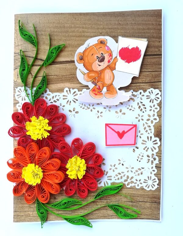 Corner Quilled Flowers Greeting Card image Corner Quilled Flowers Greeting Card image