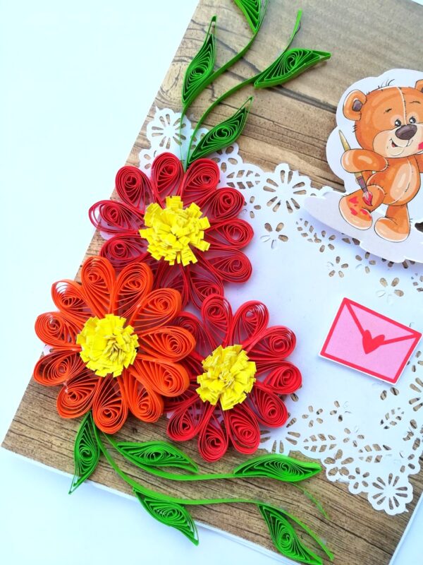 Corner Quilled Flowers Greeting Card image Corner Quilled Flowers Greeting Card image