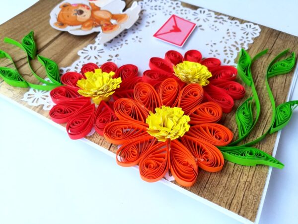 Corner Quilled Flowers Greeting Card image Corner Quilled Flowers Greeting Card image