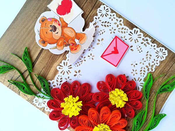 Corner Quilled Flowers Greeting Card image Corner Quilled Flowers Greeting Card image