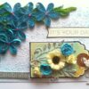 Blue Quilled Corner Flowers Birthday Greeting card image
