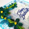 Blue Quilled Corner Flowers Birthday Greeting card image