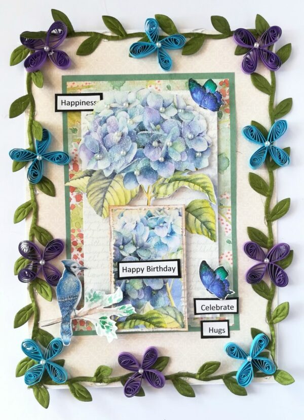 Sparkling Blue Flowers Birthday Card image
