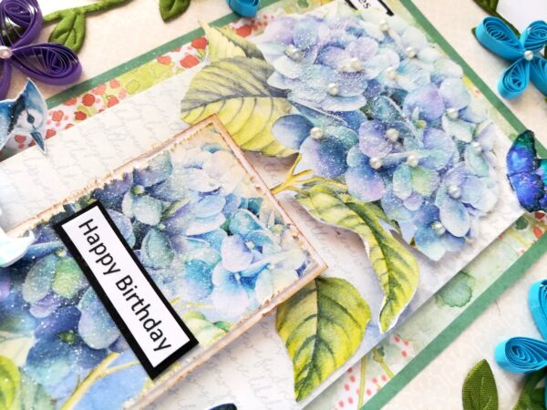 Sparkling Blue Flowers Birthday Card image