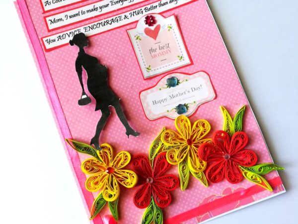 Mothers Day Quilled Flowers handmade Card image