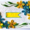 Blue and Yellow Quilled Corner Greeting Card image