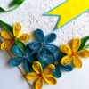 Blue and Yellow Quilled Corner Greeting Card image