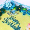 Blue Quilled Corner Flowers Birthday Greeting card image