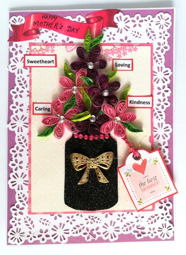 Quilled Flowers in Vase Mom Greeting Card image