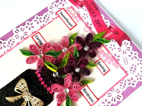 Quilled Flowers in Vase Mom Greeting Card image
