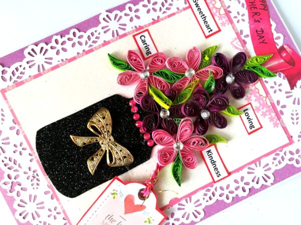 Quilled Flowers in Vase Mom Greeting Card image