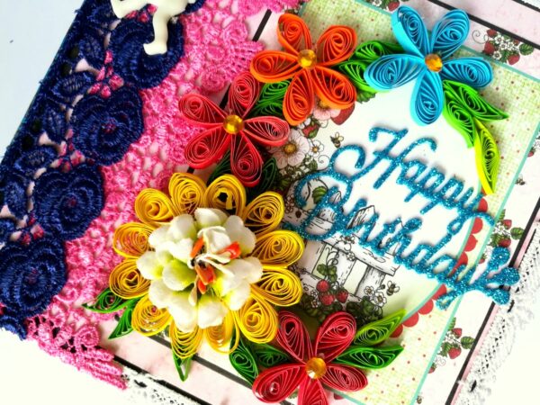 Quilled Birthday Handmade Scrapbook image Quilled Birthday Handmade Scrapbook image